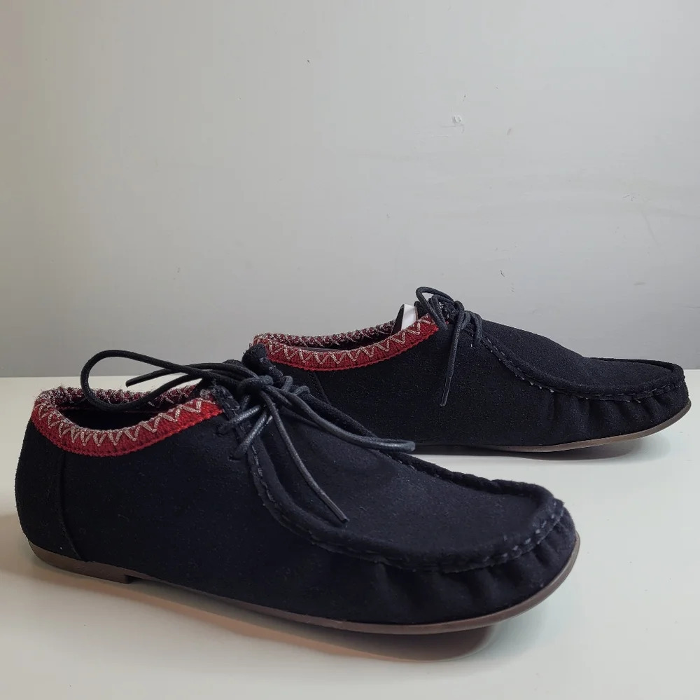 Bamboo Palazzo 01 Black Lace-Up Moccasin Booties Size Women's 7.5 with Box